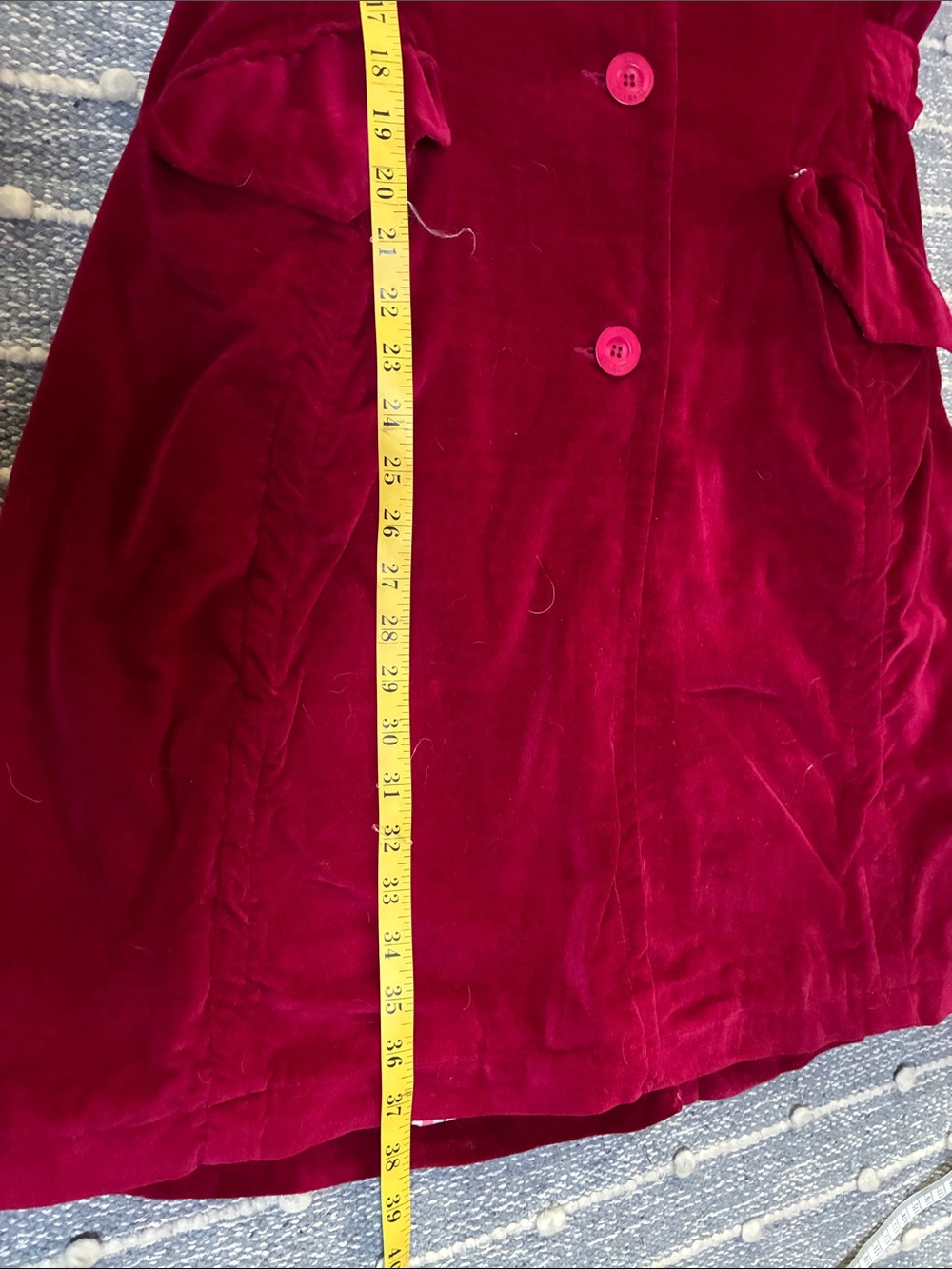 April Cornell Deep Red Velvet Trench Coat - Picture 11 of 11